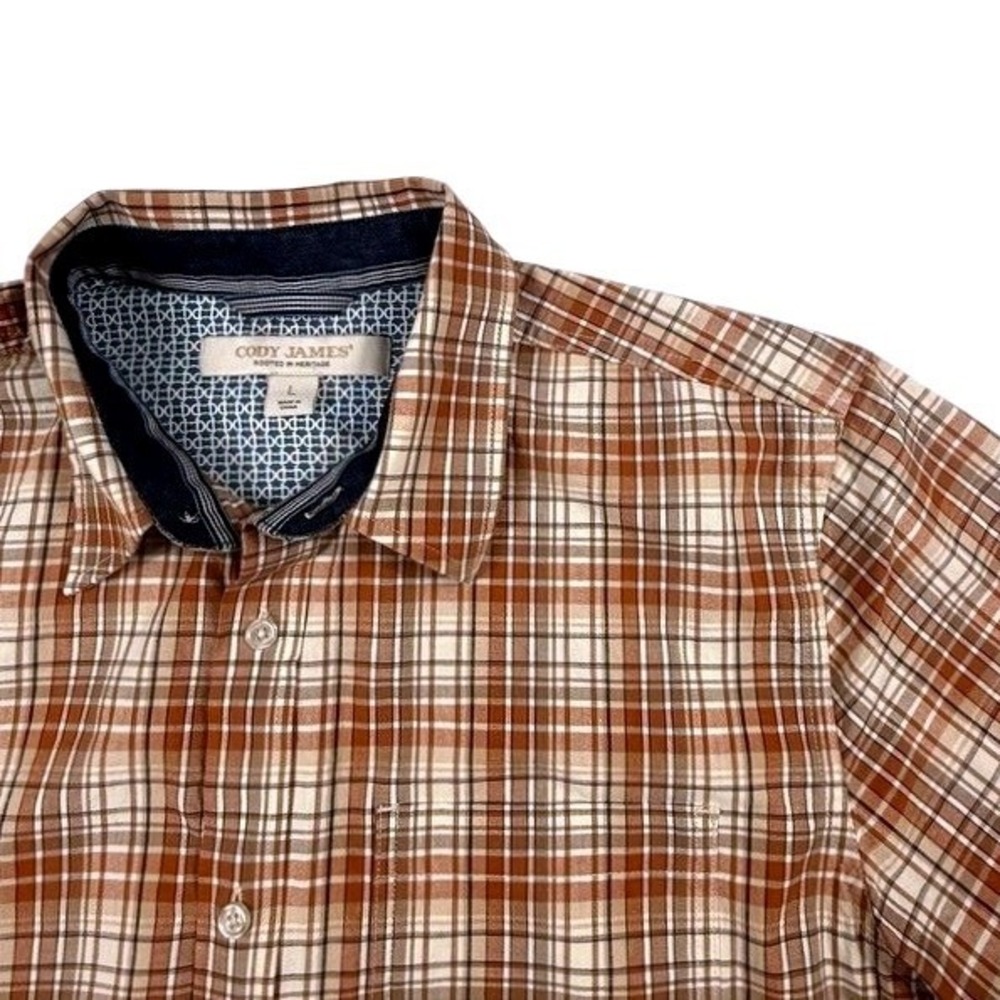 Cody James Mens Rust Brown Plaid Short Sleeve Western Button Down Shirt Large